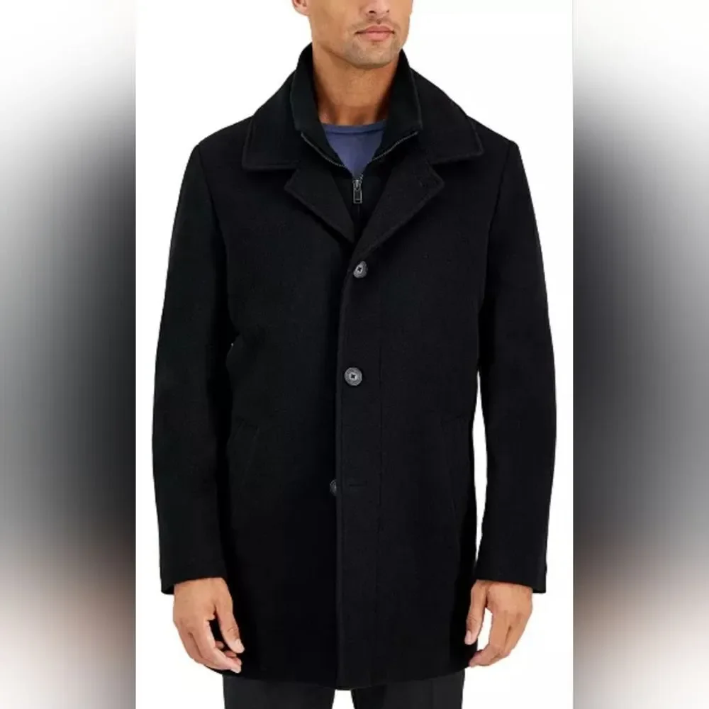 Calvin Klein Men's Classic Fit Black Wool Blend Overcoat NWT size 50R Black